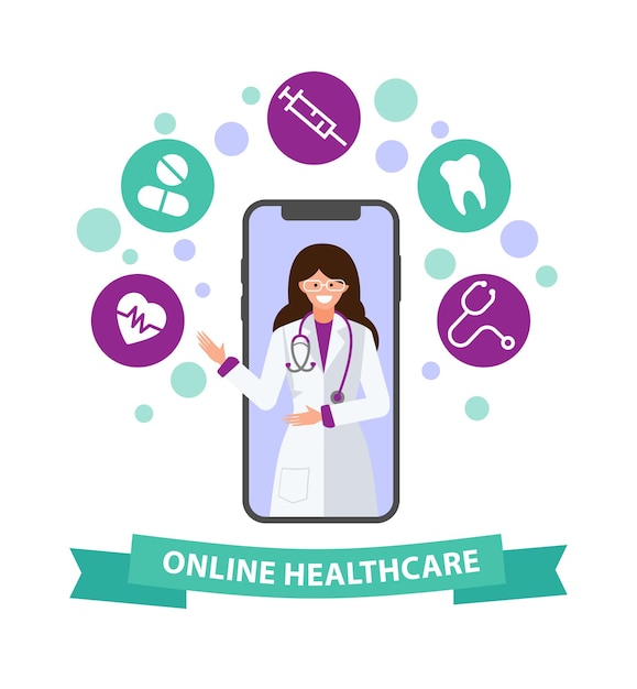 Telemedicina online tecnologia di consultazione medica online in smartphone