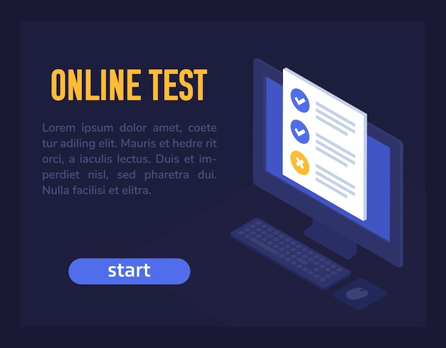 Вектор online test vector banner design for web