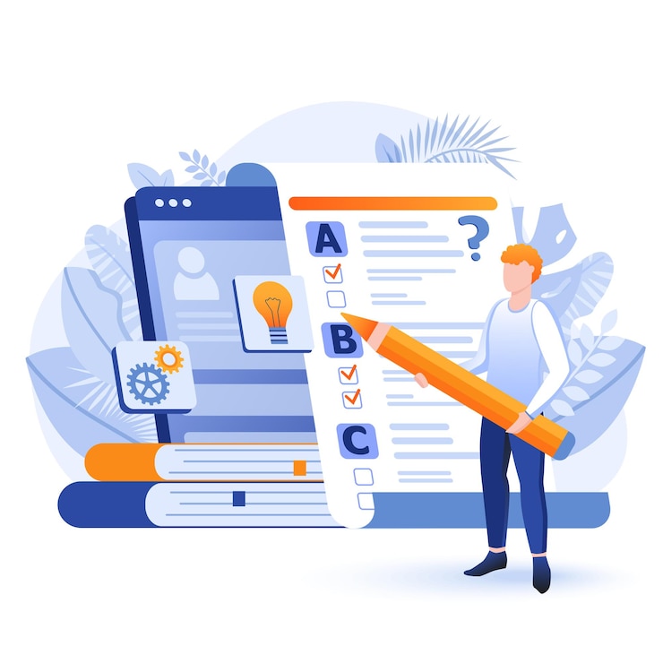 वेक्टर online testing flat design concept illustration