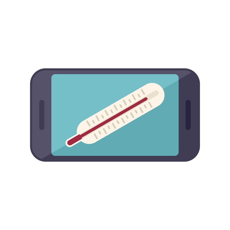 Vector online thermometer icon flat vector patient health medical care isolated