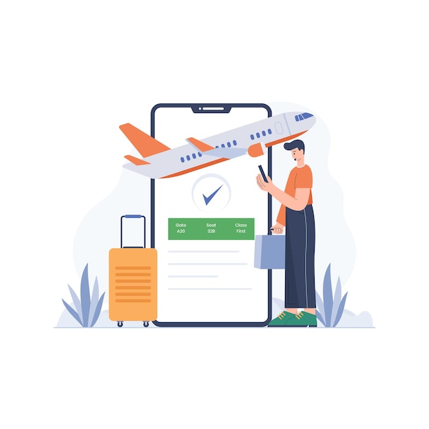 Vector online ticket booking concept illustration