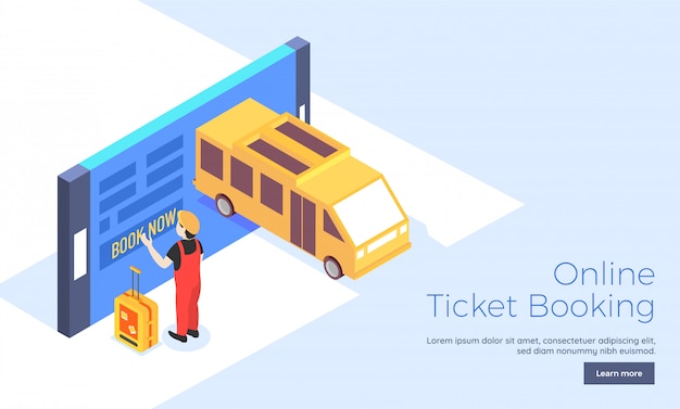 Vector online ticket booking landing page.