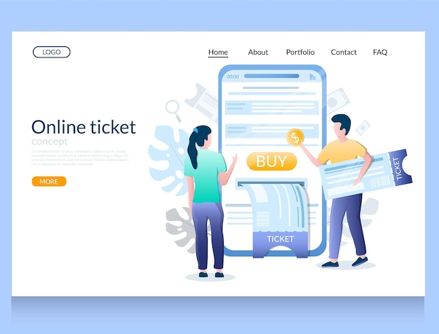 Vector online ticket vector website landing page design template