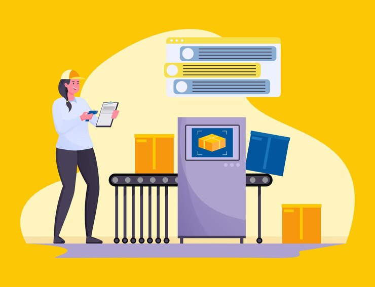 Vector online tracking checks of orders by courier officers in warehouses