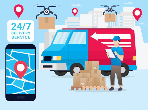 Vector online tracking the movement of parcels in a smart phone