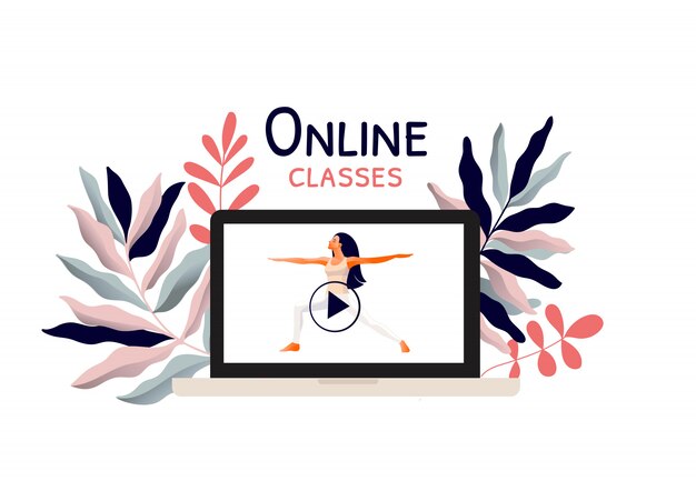 Vector online training. blijf thuis. yoga