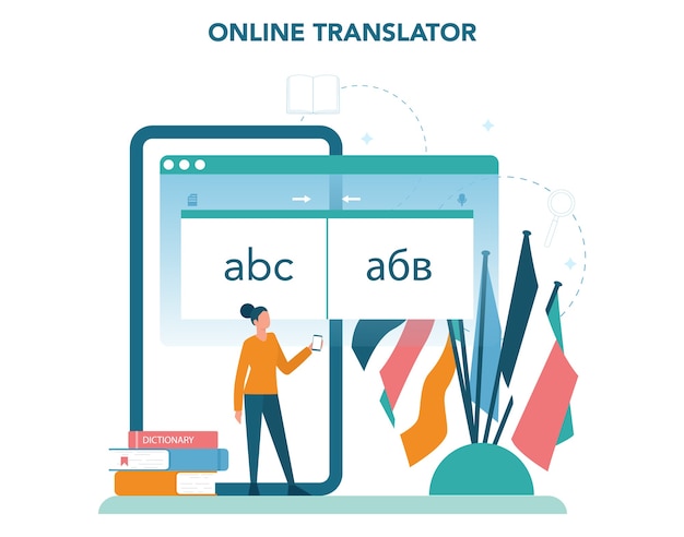 Vettore traduttore online nel telefono cellulare o in un altro dispositivo