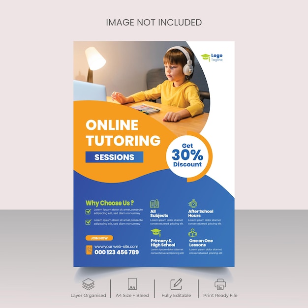 Online Tutor service flyer template design