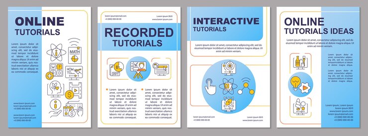 Vector online tutorials blue brochure template