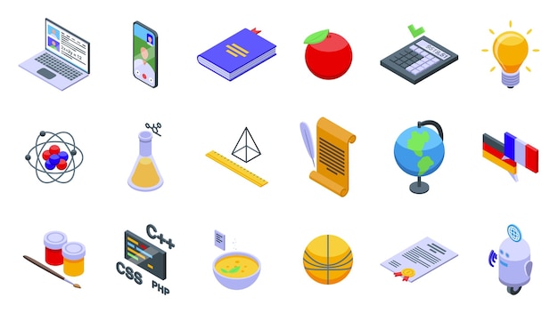 Online tutoring platform icons set isometric vector Education people training Digital online app