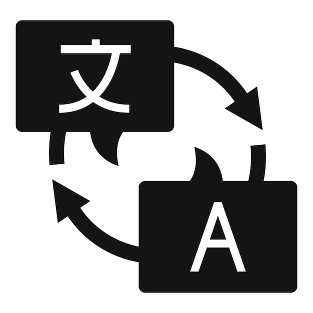 Vector online vertaler-pictogram eenvoudige illustratie van online vertaler vectorpictogram voor webontwerp dat op witte achtergrond wordt geïsoleerd