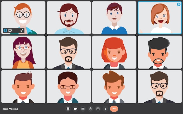 L'interfaccia di chat video online interfaccia le persone durante le riunioni di lavoro e ufficiali