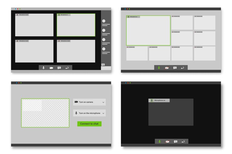Vector online video chat template set