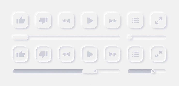 Vector online video media player ui elements set