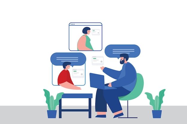 Online Virtual Meeting work from home concept
