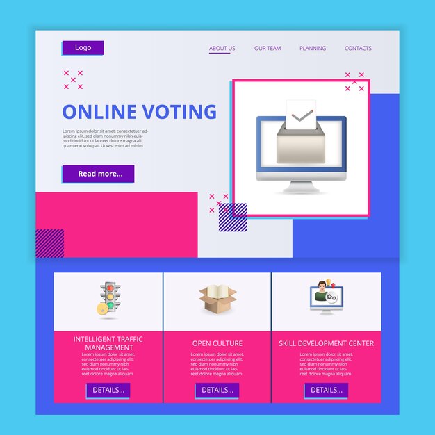 Online voting flat landing page website template intelligent