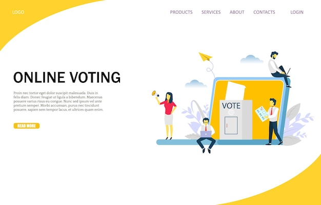 オンライン投票ベクトル ウェブサイトのランディング ページのデザイン テンプレート
