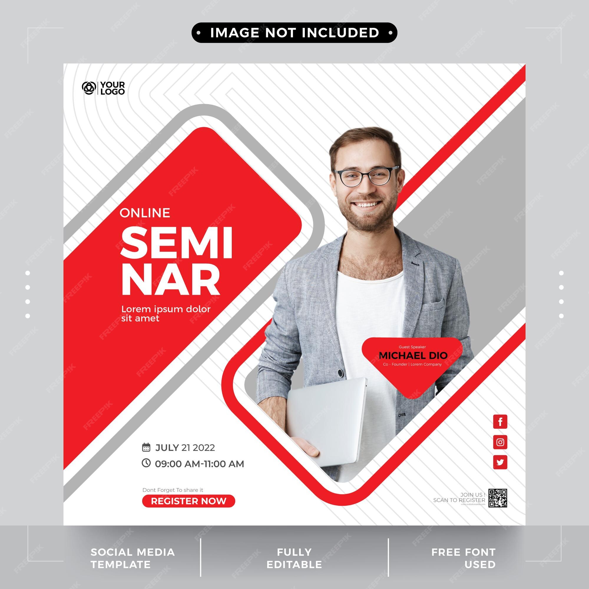 Premium Vector | Online webinar banner template for social media posts