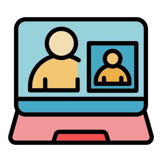 Online webinar icon Outline online webinar vector icon color flat isolated