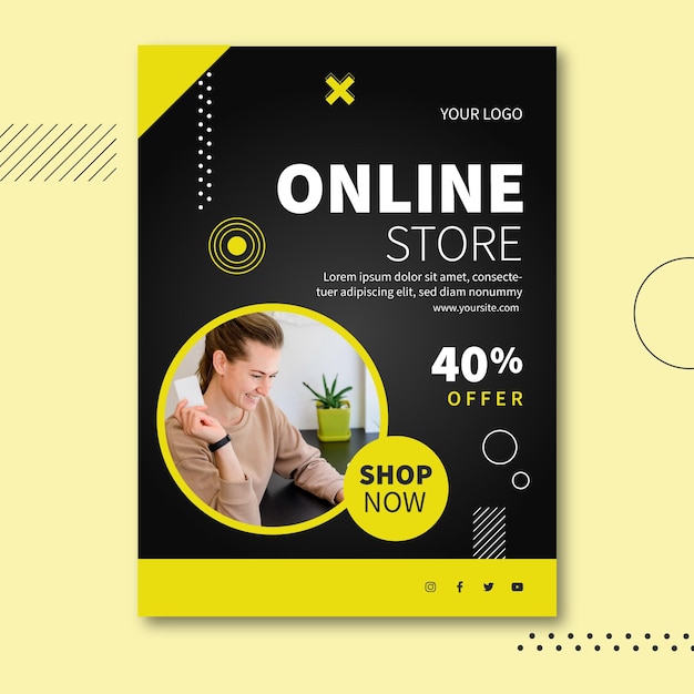 Vector online winkel a5 flyer-sjabloon