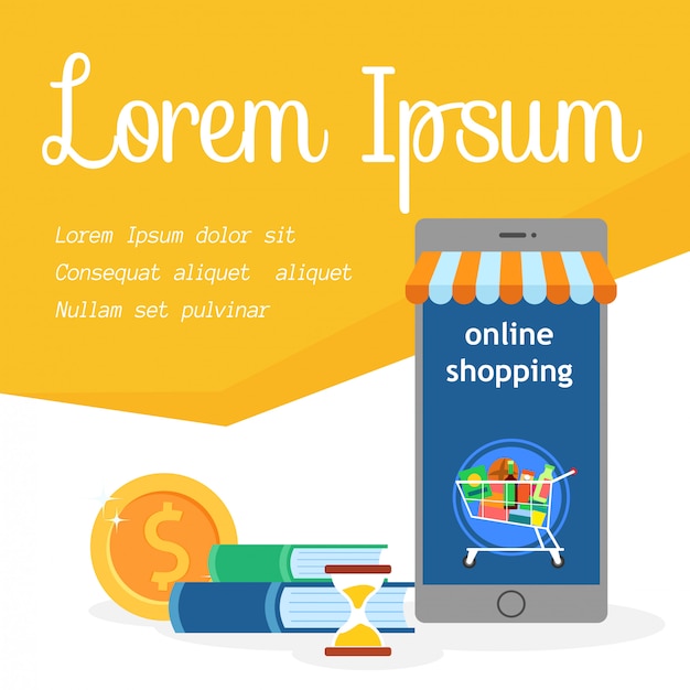 Online winkel Boodschappen Flat Social Media Banner