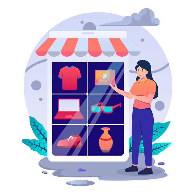 Online winkel illustratie