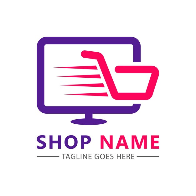 Online winkel-logo. eCommerce-logo soppend logo