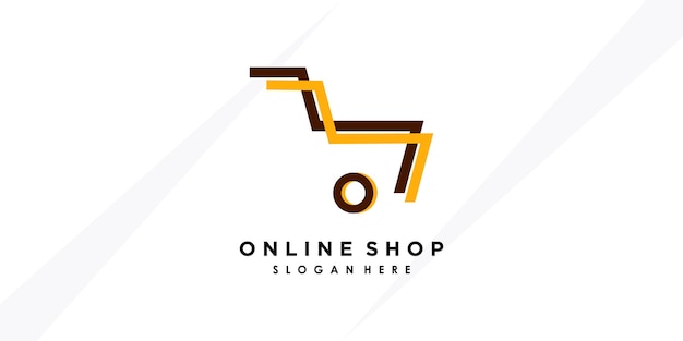 Online winkel logo-ontwerp met creatief concept premium verctor