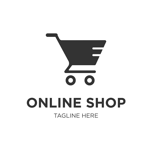 Online winkel logo ontwerpen sjabloon. illustratie vectorafbeelding van winkelwagentje en winkel tas logo ontwerpconcept. perfect, verkoop, korting of winkel webelement. bedrijfsembleem