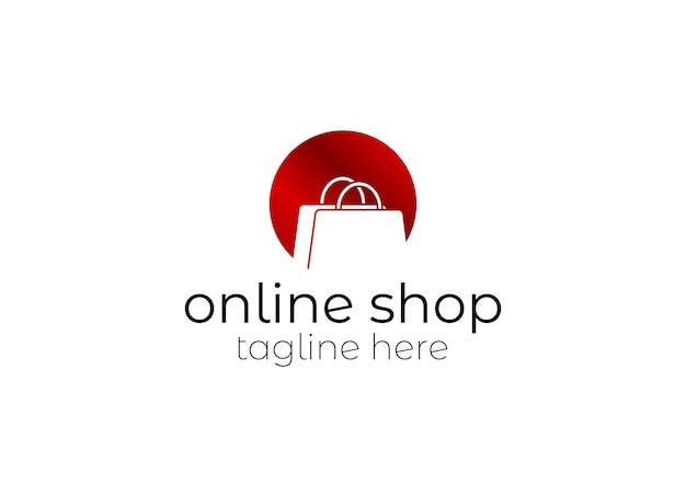 Online winkel Logo ontwerpt sjabloon. Illustratievectorgrafiek van boodschappenwagentje en winkelzak