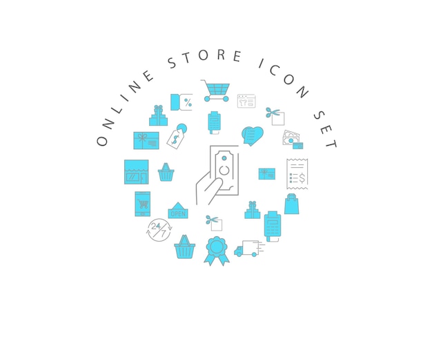 Online winkel pictogram decorontwerp