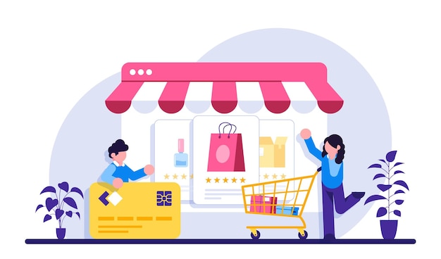 Online winkelen e-commerce concept illustratie