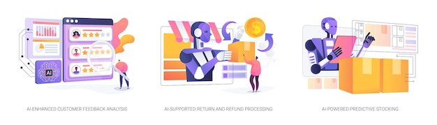 Online winkelen met AI Technologie abstracte concept vector illustraties