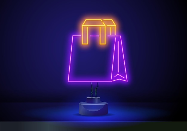 Online winkelen neon banner vector ontwerpsjabloon mobiele betalingenneon logo licht banner ontwerp eleme