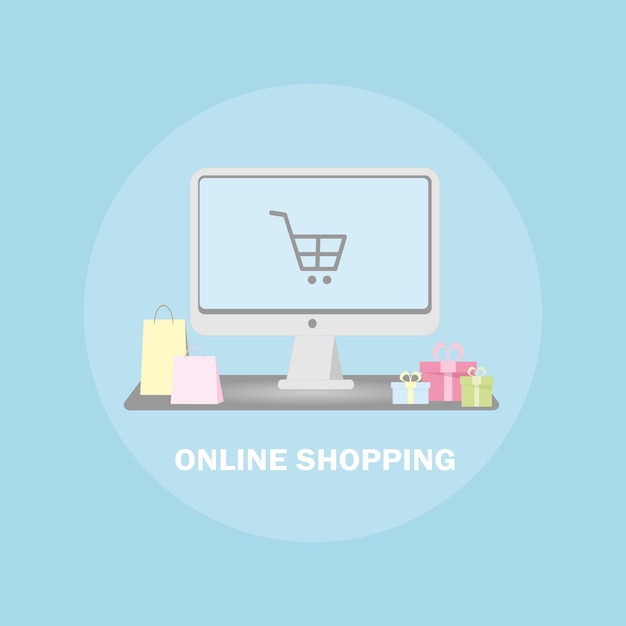 Online winkelen op computerconcept, e-shopping en e-commerce, online digitale winkel