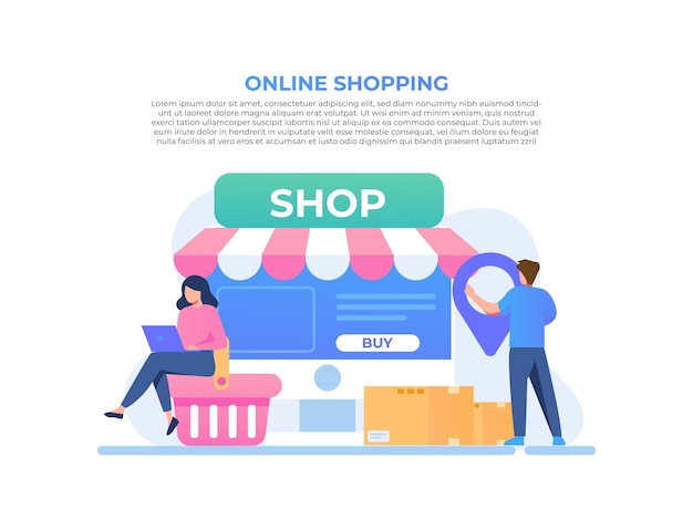 Online winkelen vlakke afbeelding concept