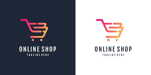 Online winkellogo met modern concept voor bedrijven premium vector