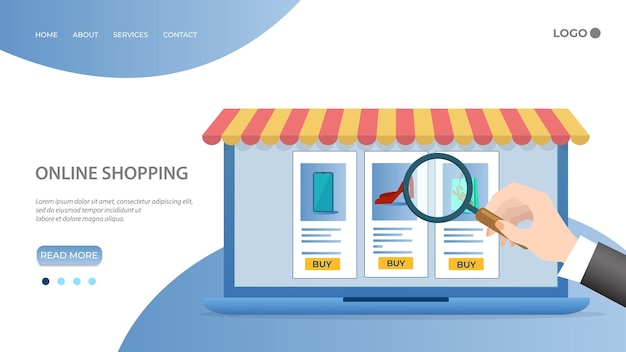 Online winkelsMensen gebruiken gadgets om aankopen te doen in een online winkelHet concept van online handelen