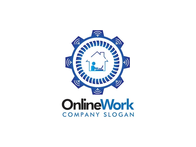 Premium Vector | Online work logo design for online workers and ...