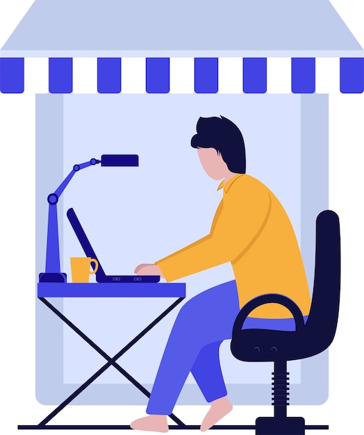 online working time flat illustration