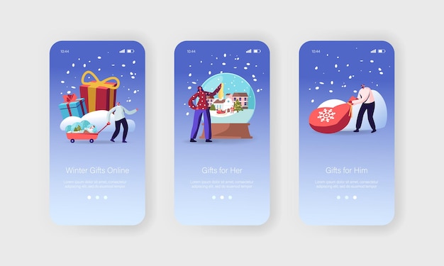 Pagina dell'app mobile per i regali di natale online