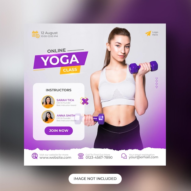 Online yoga class social media post template