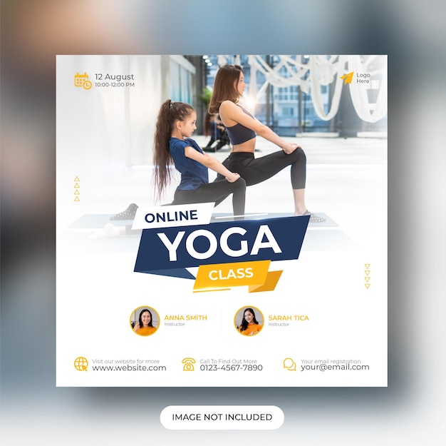 Modello di post sui social media per lezioni di yoga online