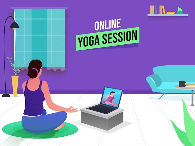 Online yoga sessie concept