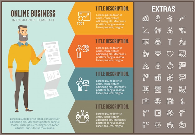 Online zakelijke infographic sjabloon en elementen