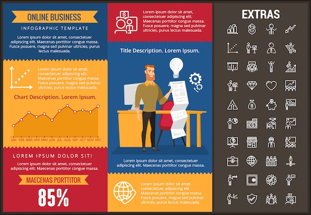 Online zakelijke infographic sjabloon en elementen