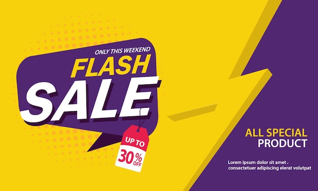 Only Weekend Special Flash Sale banner Flash Sale discount up to 30 off Vector illustration Vector