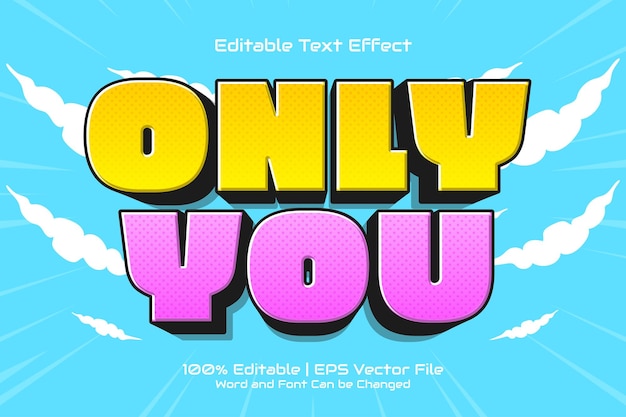 Only You 3D плоский модный мультяшный редактируемый текстовый эффект