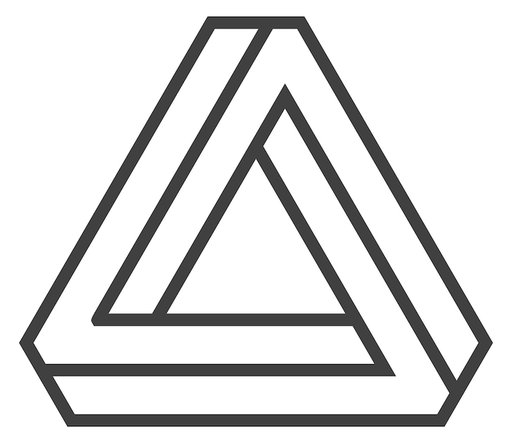 Vector onmogelijk driehoekige vorm onrealistisch creatief logoontwerp
