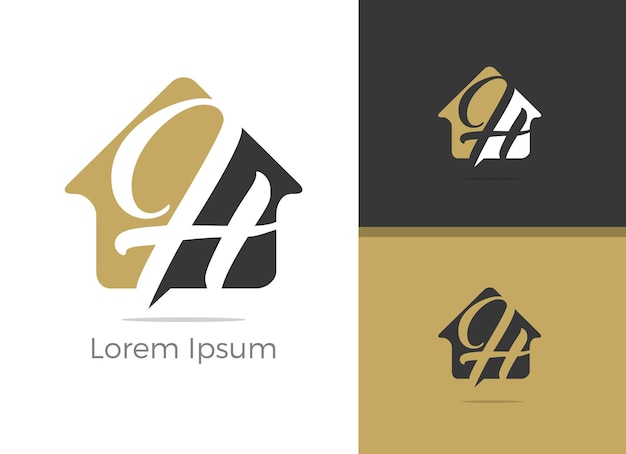 Onroerend goed H brief logo ontwerp letter h in huis vector pictogram